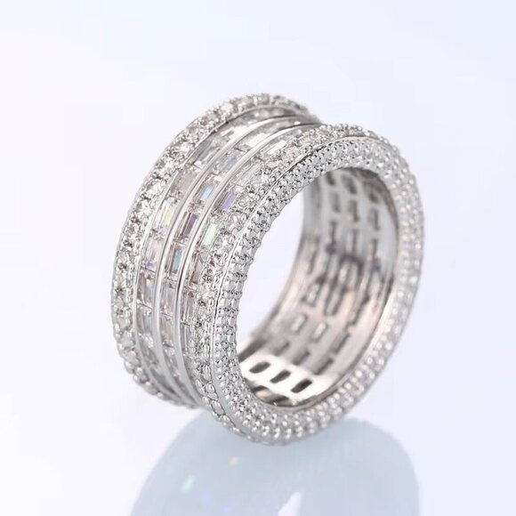 NEW 18k White Gold Diamond Eternity Ring Band - Picture 6 of 9
